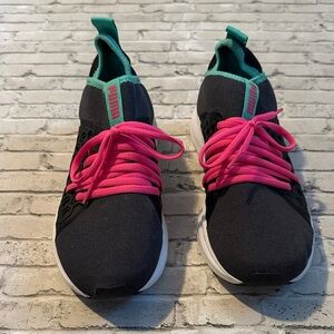 Puma Women's Dark Gray and Pink Sneakers